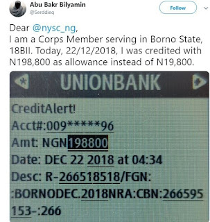 Honest Corp Member Reports To NYSC After He Was Credited N198,800 Instead Of N19,800