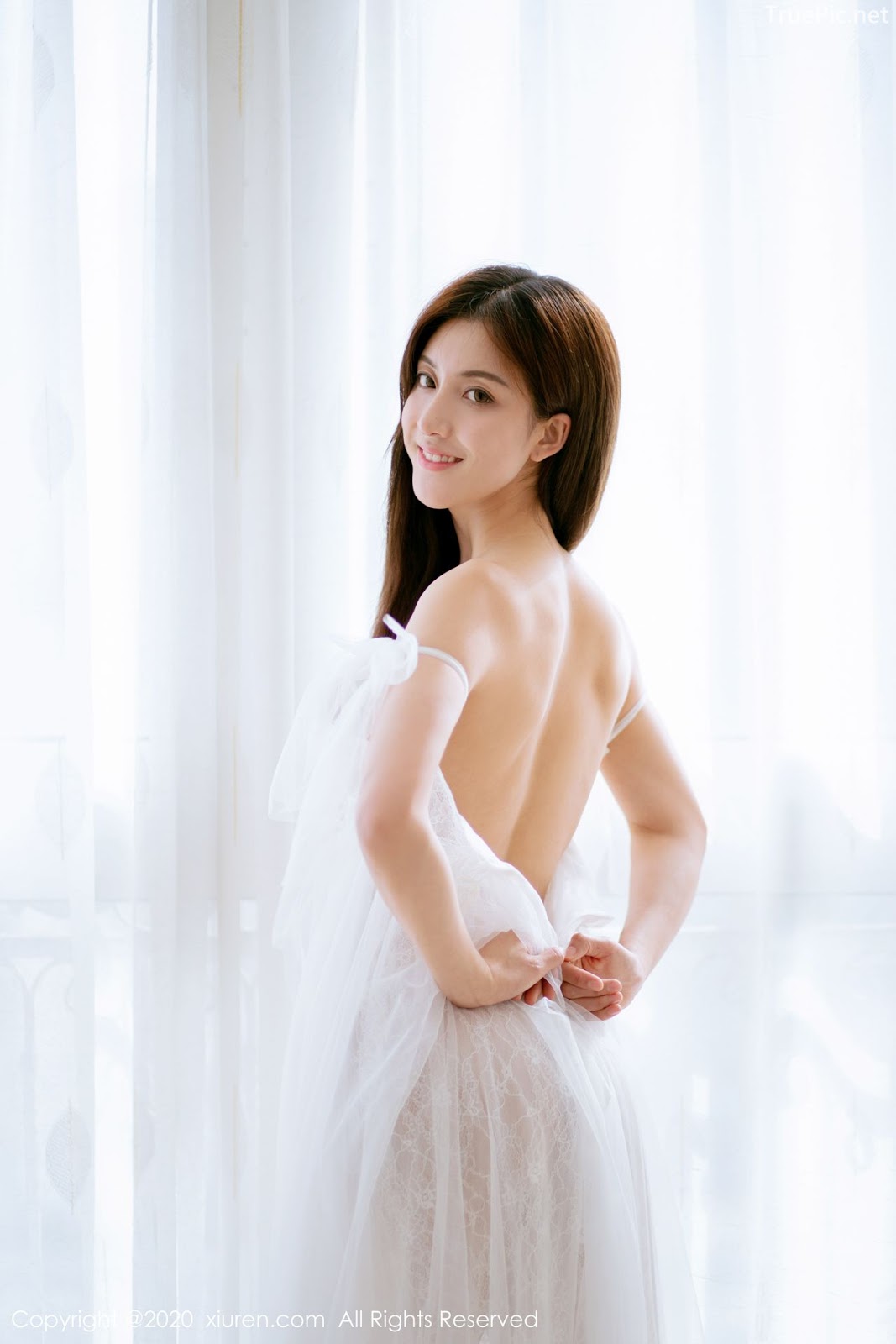 XIUREN No.1914 - Chinese model 林文文Yooki so Sexy with Transparent White Lace Dress - Picture 31