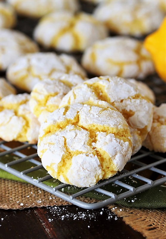 Lemon Crinkle Cake Mix Cookies The Kitchen is My Playground