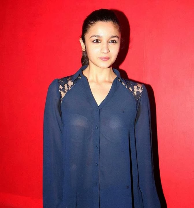 Alia Bhatt in blue see through shirt top