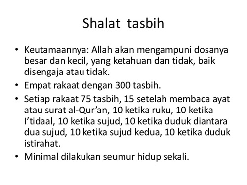 Tata Cara Shalat sunnah Tasbih