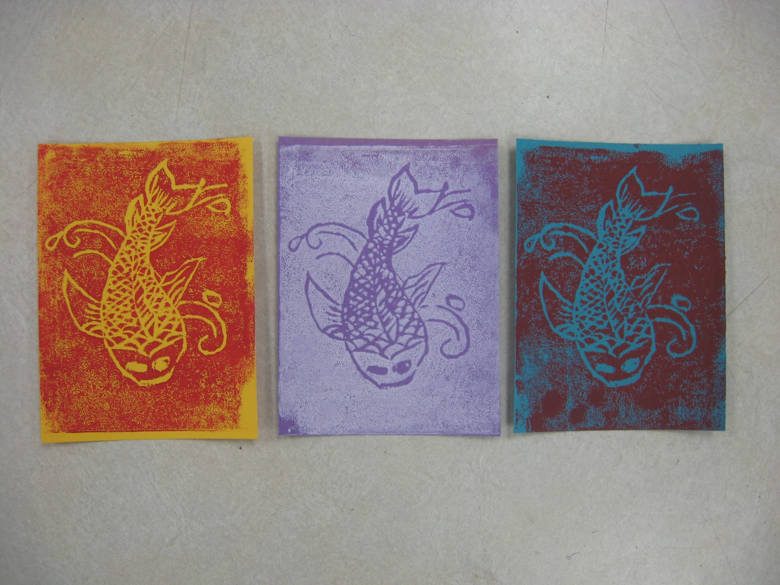 Miss Young's Art Room: 6th Grade Koi Fish Printmaking