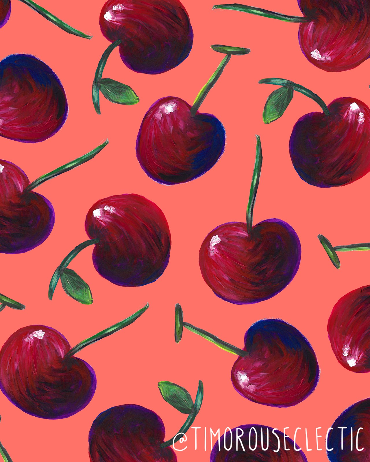 acrlyic painted cherry print