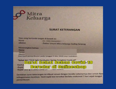 Geger ! Surat Bebas Covid-19 Abal-Abal Beredar di Onlineshop, Dipergunakan Untuk Mudik? 