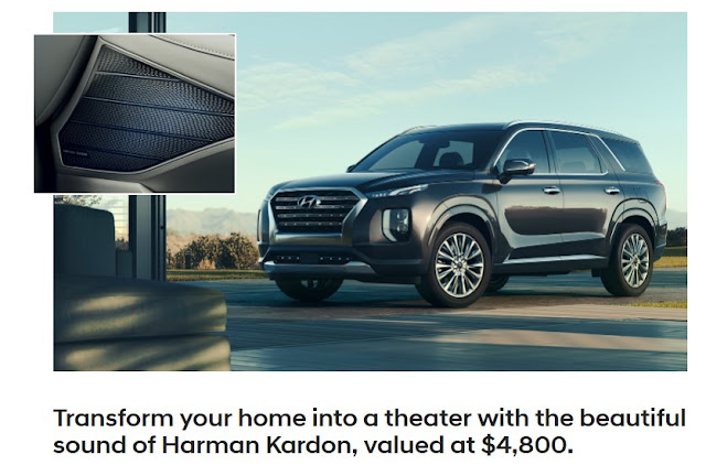 Hyundai Palisade Harman Kardon Sweepstakes Hyundai Motors wants you to get an entry in for a chance to be one of 3 lucky winners of a home speaker package worth almost $5000! Runner up prizes, too!