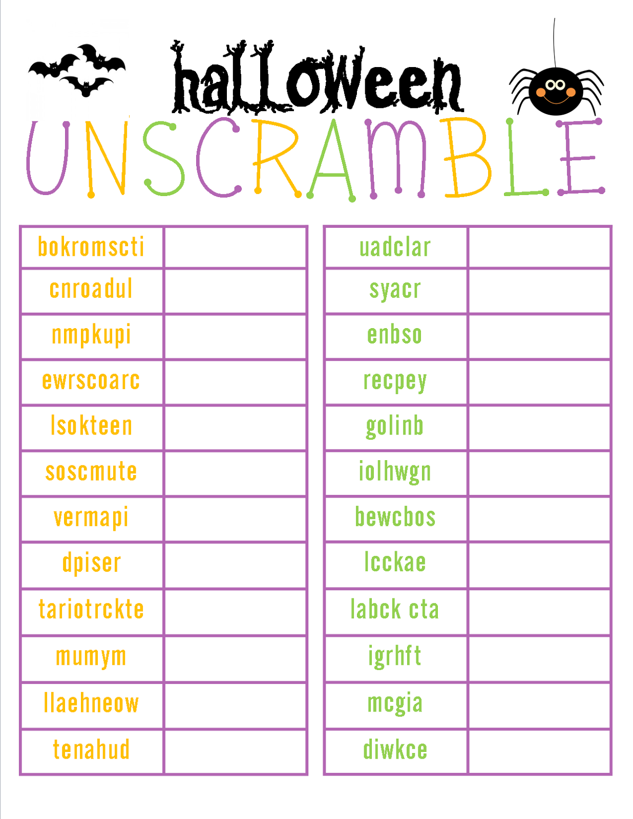 Word Unscrambler Worksheets