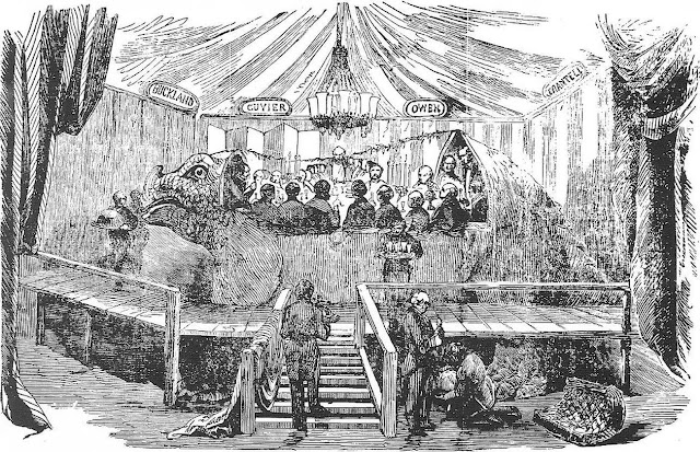 Знаменитый новогодний ужин в статуе игуанодона, 1853 год