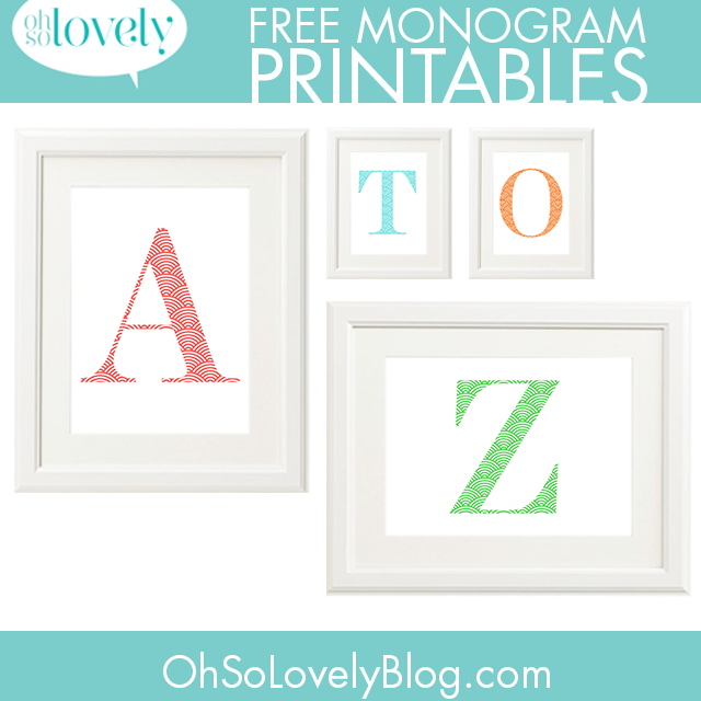 FREEBIES // COLORFUL SCALLOP MONOGRAMS, Oh So Lovely Blog