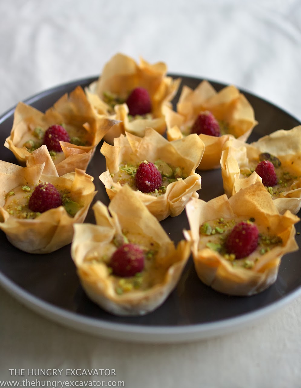 The Hungry Excavator: Rose and Raspberry Filo Tartlets