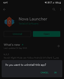Uninstall Nova Launcher from Google Play Store