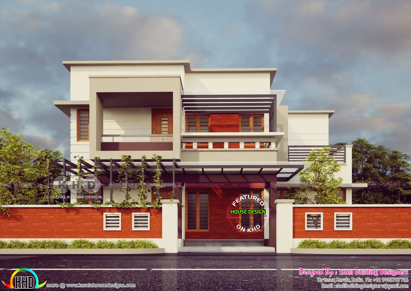 1804 Square Feet 3 Bedroom Flat Roof Modern Home Kerala