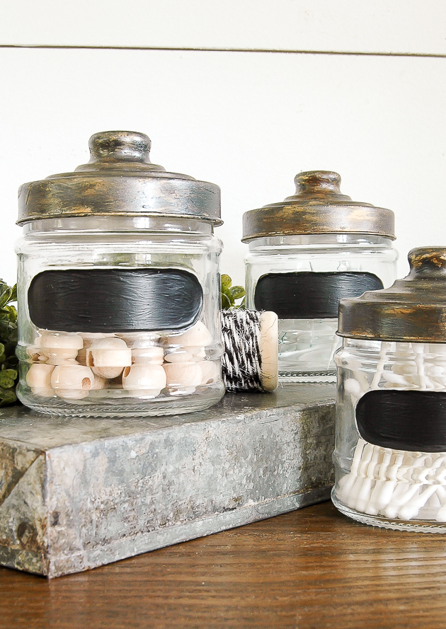 How to Age Inexpensive Dollar Tree Storage Jars Little House of Four