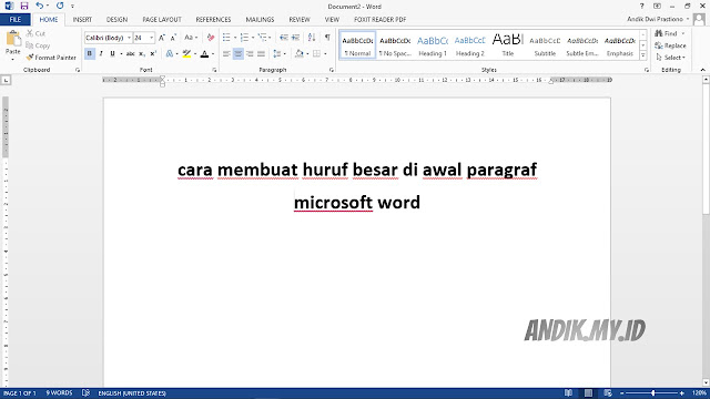 drop cap, membuat huruf besar di awal paragraf, tutorial, microsoft word, microsoft office