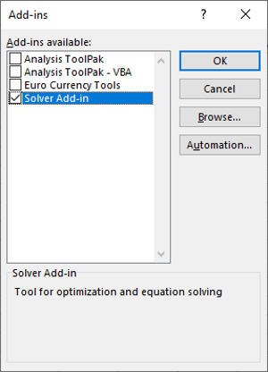 Danh sách bổ trợ Excel