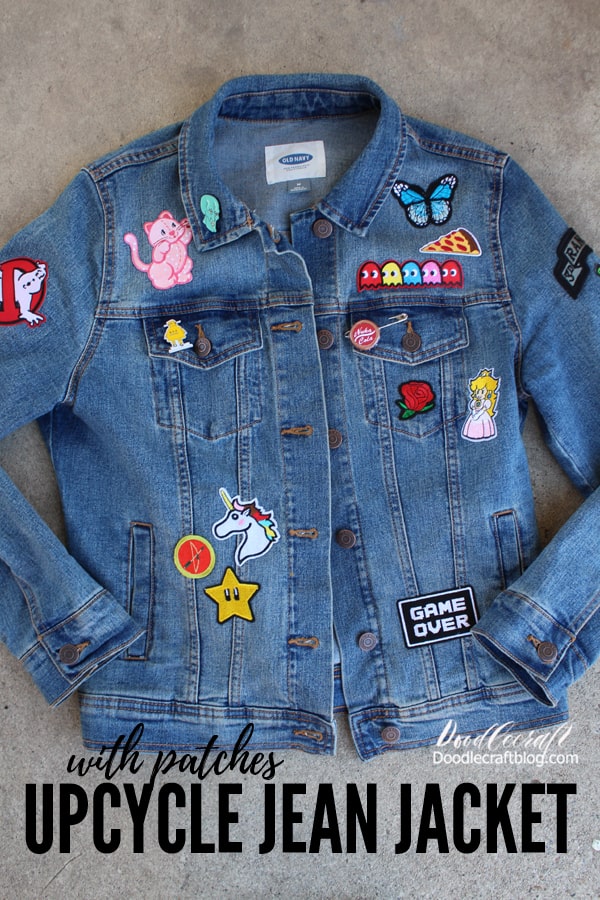 Perpetual Pretty drum Upcycled Jean Jacket with Patches: Earth Day Craft!