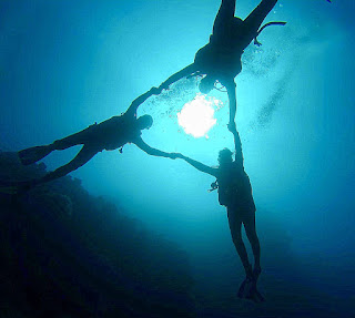 under water