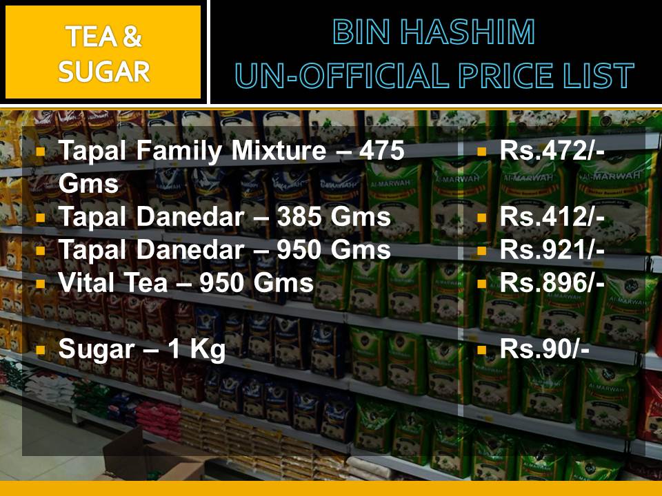 Bin Hashim Price List 20th January 2021