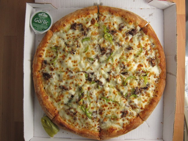 Review Papa John S Philly Cheesesteak Pizza Brand Eating