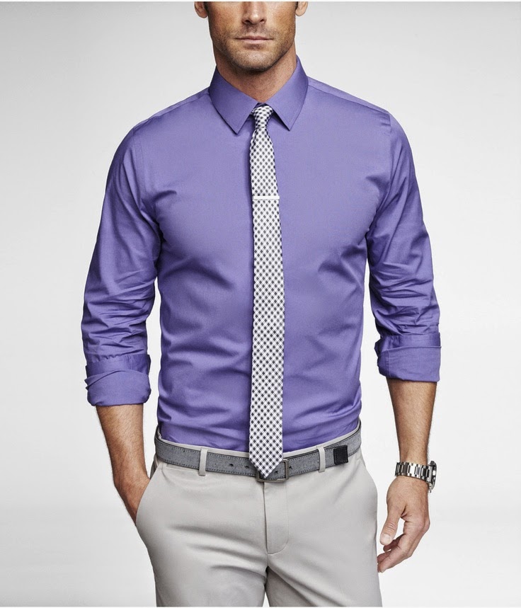 black dress shirt purple tie