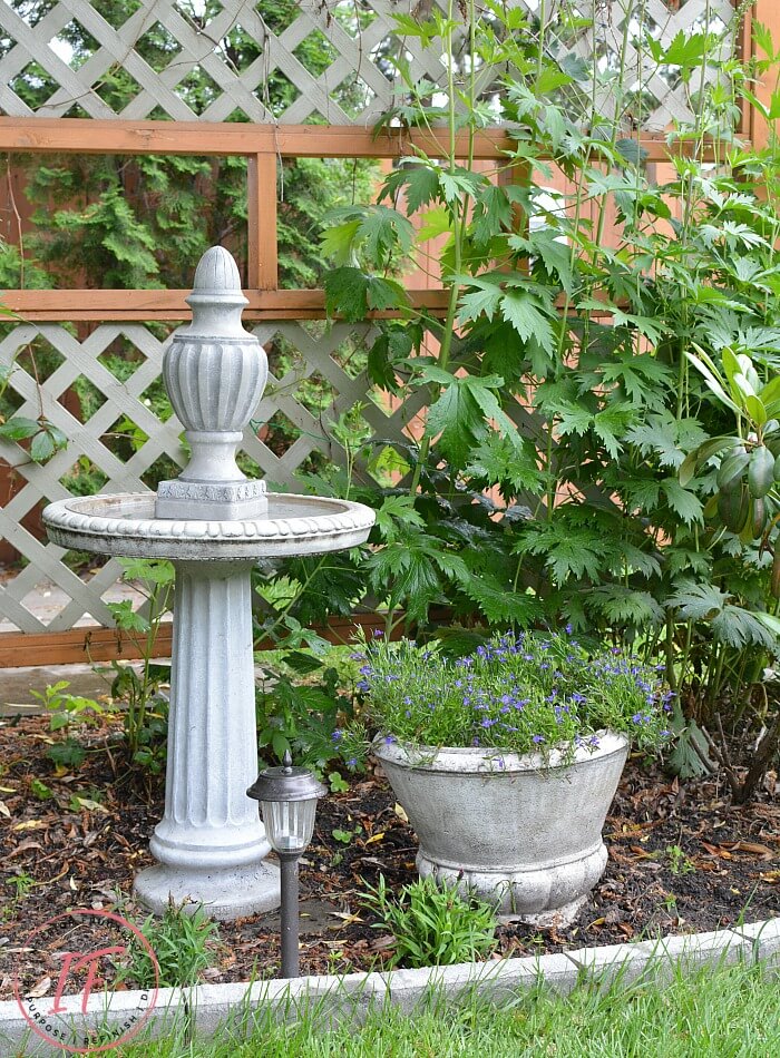 DIY Faux Concrete Bird Bath Finial Interior Frugalista