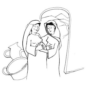 Visita de la Virgen María a su prima Isabel colorear