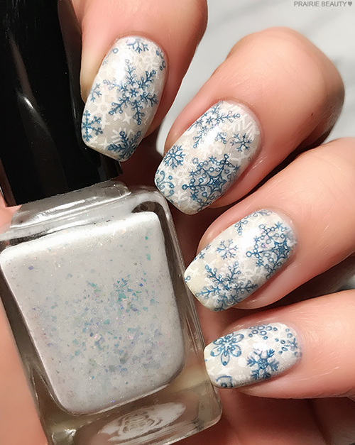 Matte Blue Nails With Snowflakes - Matte