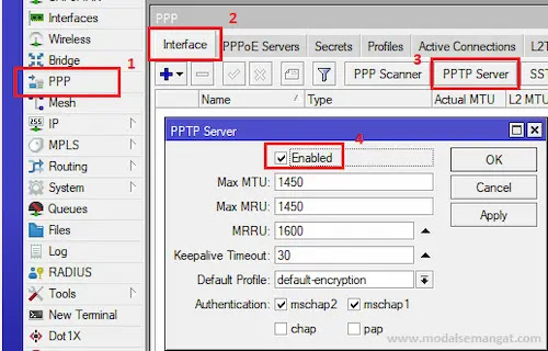 Aktifkan PPTP Server di MikroTik