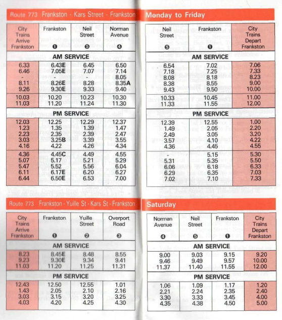 Melbourne on Transit Timetable Tuesday 97