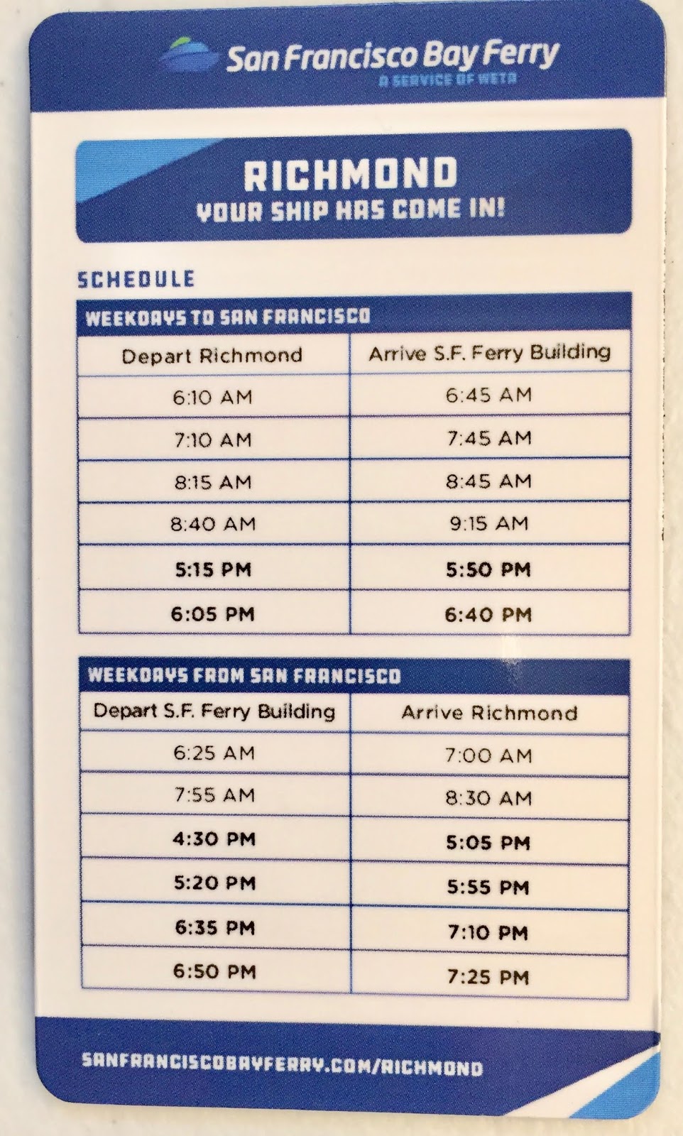 The Point Weekend ferry service to SF this summer