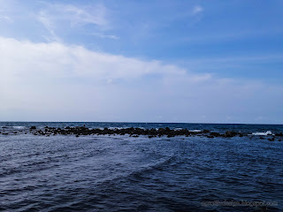 Chunks Of Coral Reefs In The Distance Of The Seawater Beach At Umeanyar Beach, North Bali, Indonesia