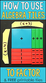 Wondering how to use algebra tiles to factor quadratics? Algebra tiles are great for making math visual and allowing math students to better connect with more complicated algebra topics. This post has 4 examples with lots of pictures for how to use algebra tiles to factor quadratic trinomials. Includes a link to a free printable set of algebra tiles in pdf format. Algebra tiles make factoring visual and can be used to make factoring quadratic trinomials visual, hands-on and intuitive. Wondering how to use algebra tiles to factor quadratics? Algebra tiles are great for making math visual and allowing math students to better connect with more complicated algebra topics. This post has 4 examples with lots of pictures for how to use algebra tiles to factor quadratic trinomials. Includes a link to a free printable set of algebra tiles in pdf format. Algebra tiles make factoring visual and can be used to make factoring quadratic trinomials visual, hands-on and intuitive.
