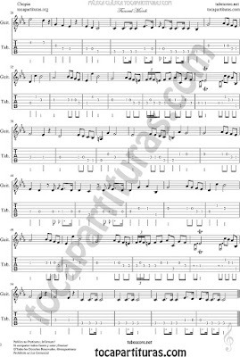 Marcha Fúnebre de Chopin Tablatura y Partitura del Punteo de Guitarra Tabs Guitar Sheet Music Funeral March