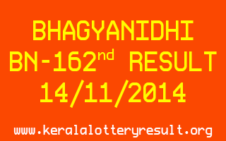 BHAGYANIDHI Lottery BN-162 Result 14-11-2014
