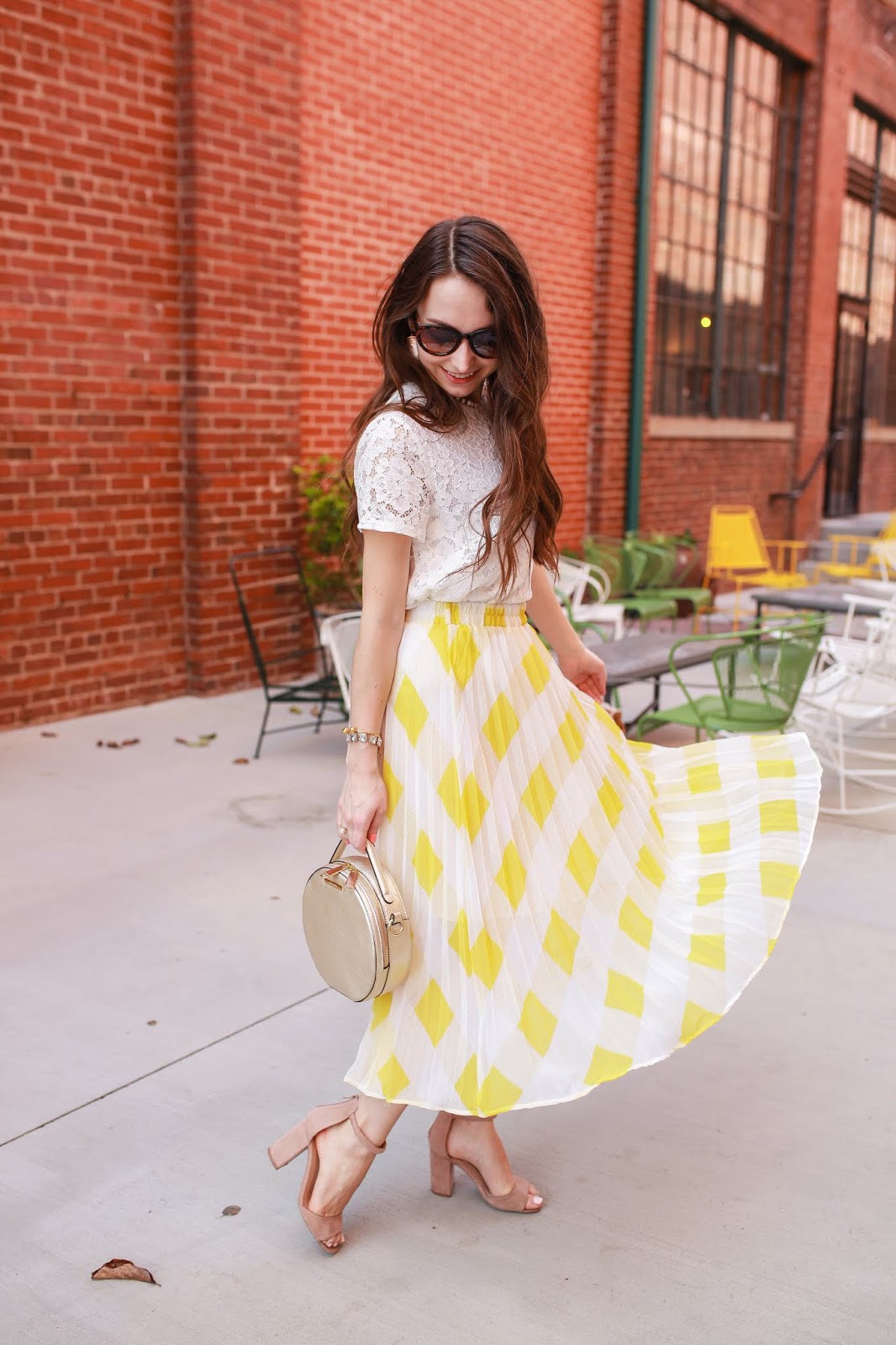 Pleated Gingham Skirt Caralina Style