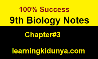 9th Class Biology Chapter No 3 MCQs and Short Question Notes