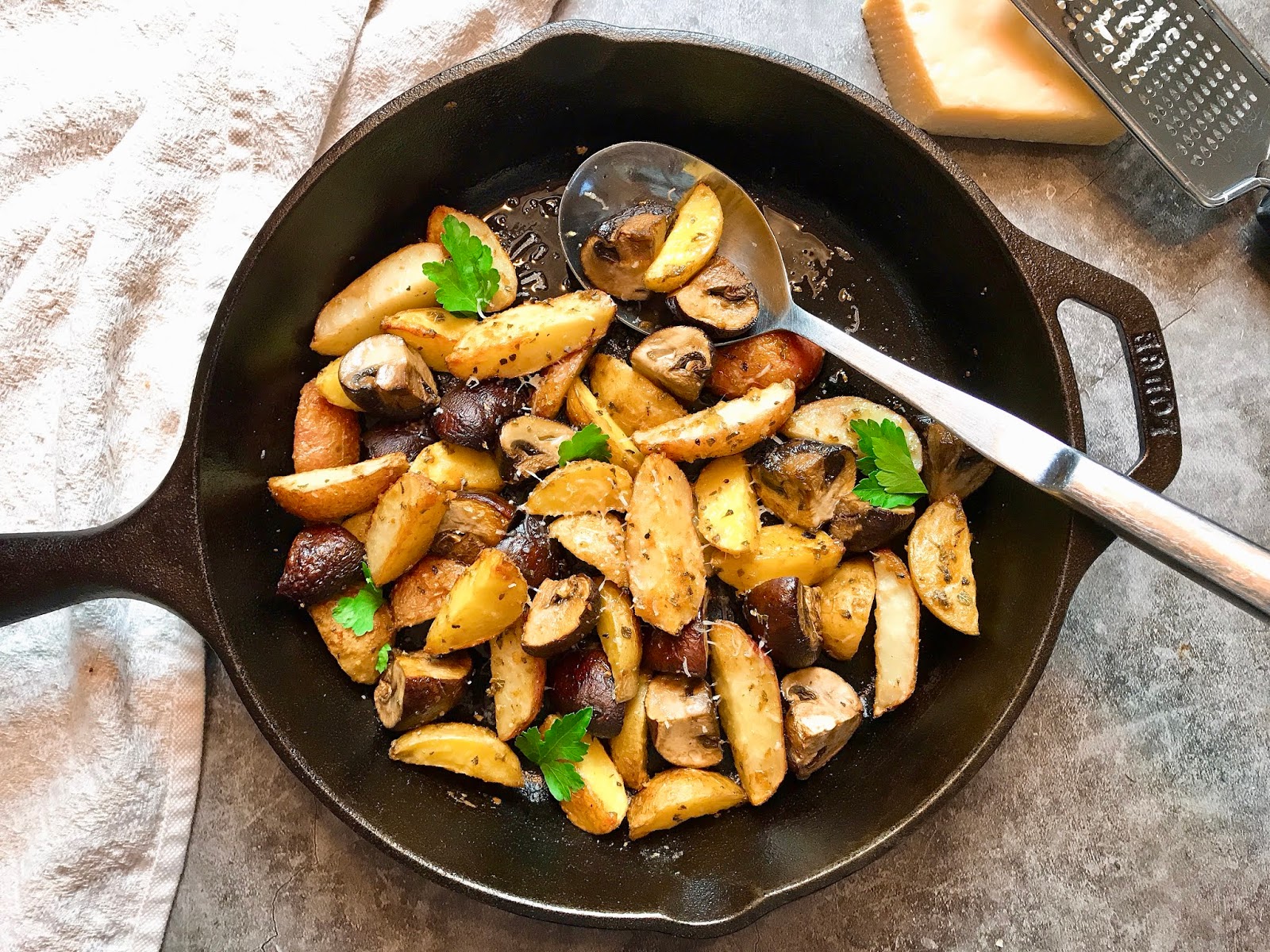 Parmesan Roasted Potatoes and Mushrooms