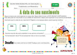 atividades de matemática 4 ano