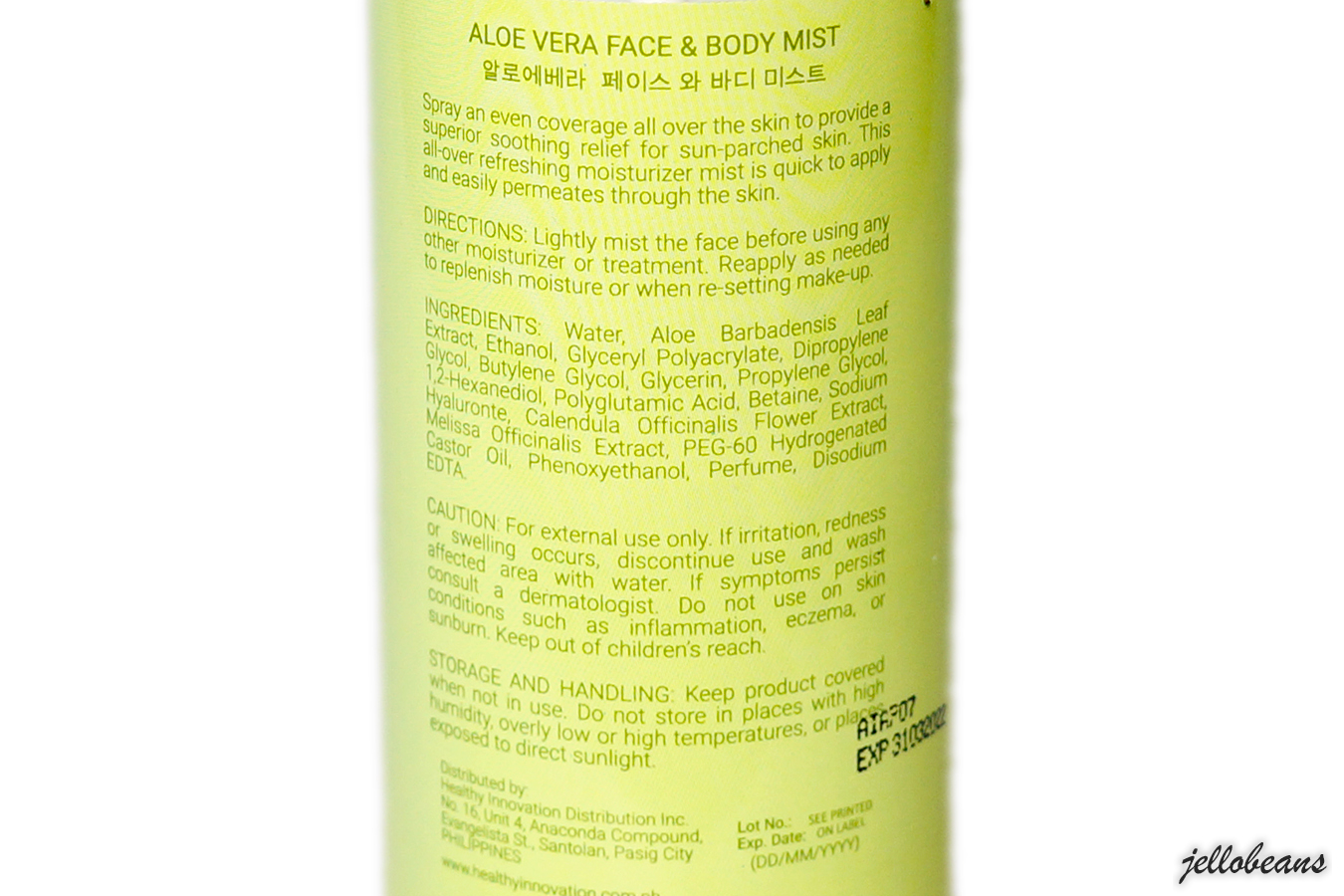 Fresh Skinlab Aloe Vera Face Mist Review Jello Beans