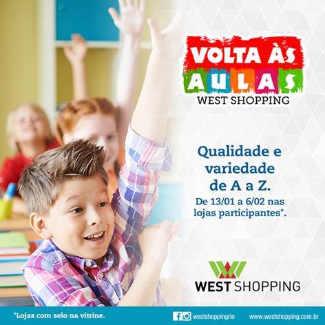 West Shopping realiza ação especial para o ‘Volta às Aulas’ West Shopping realiza ação especial para o ‘Volta às Aulas’