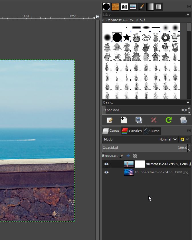 Fundir dos imágenes mediante degradado en Gimp Aplicaciones de Libre Uso