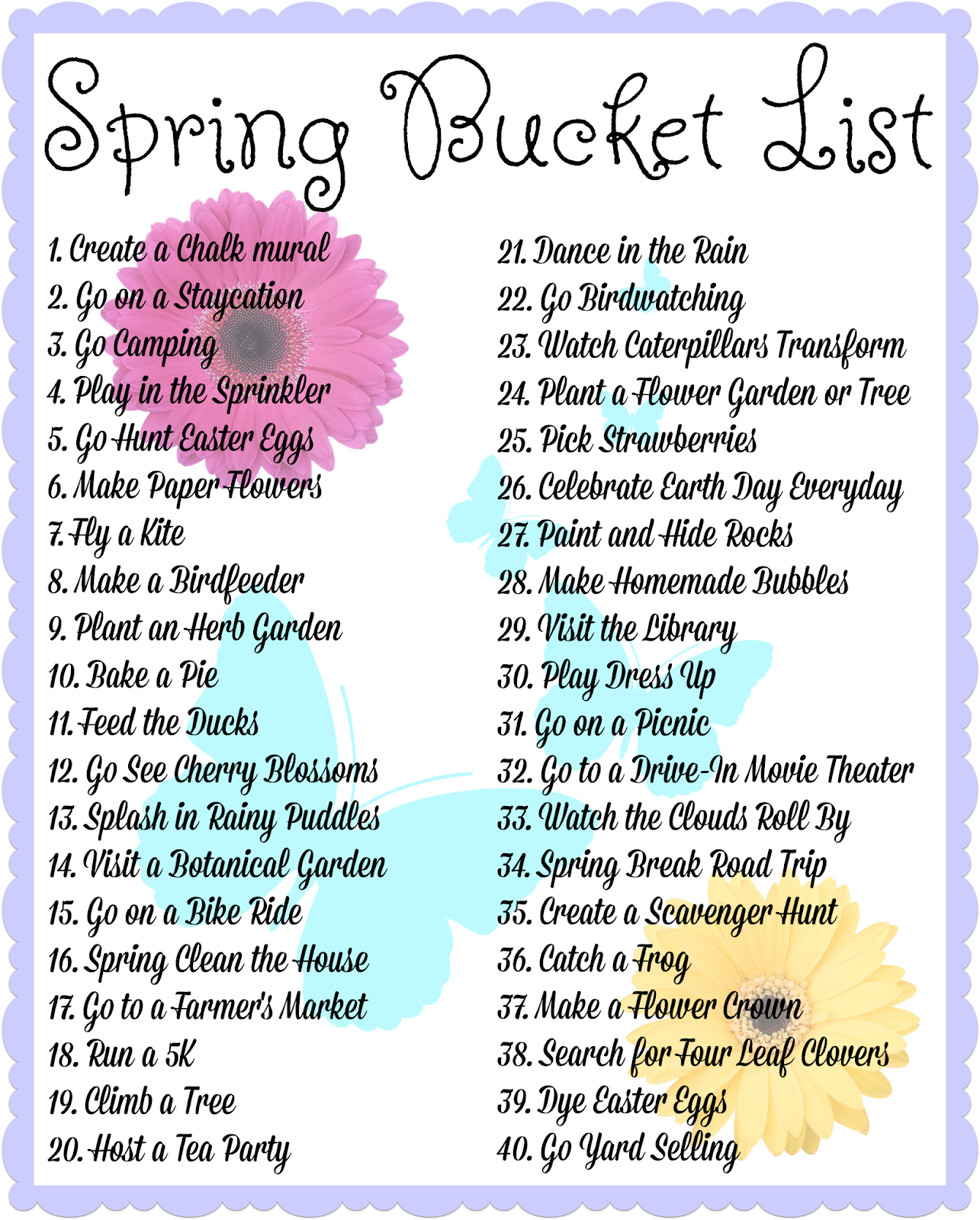 Spring Bucket List Ideas with Free Printable Nanny to Mommy