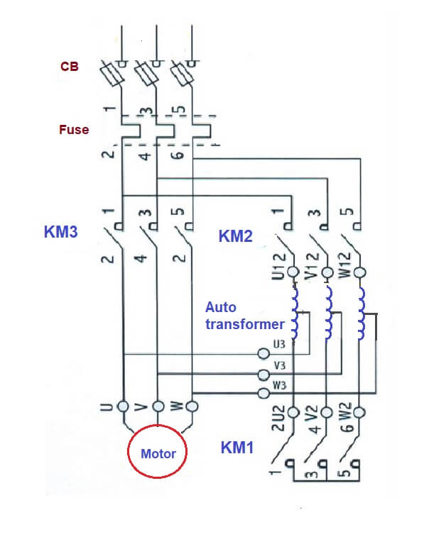 What is Auto-transformer Starter,Working principle,diagram ... control wiring diagram star delta starter 