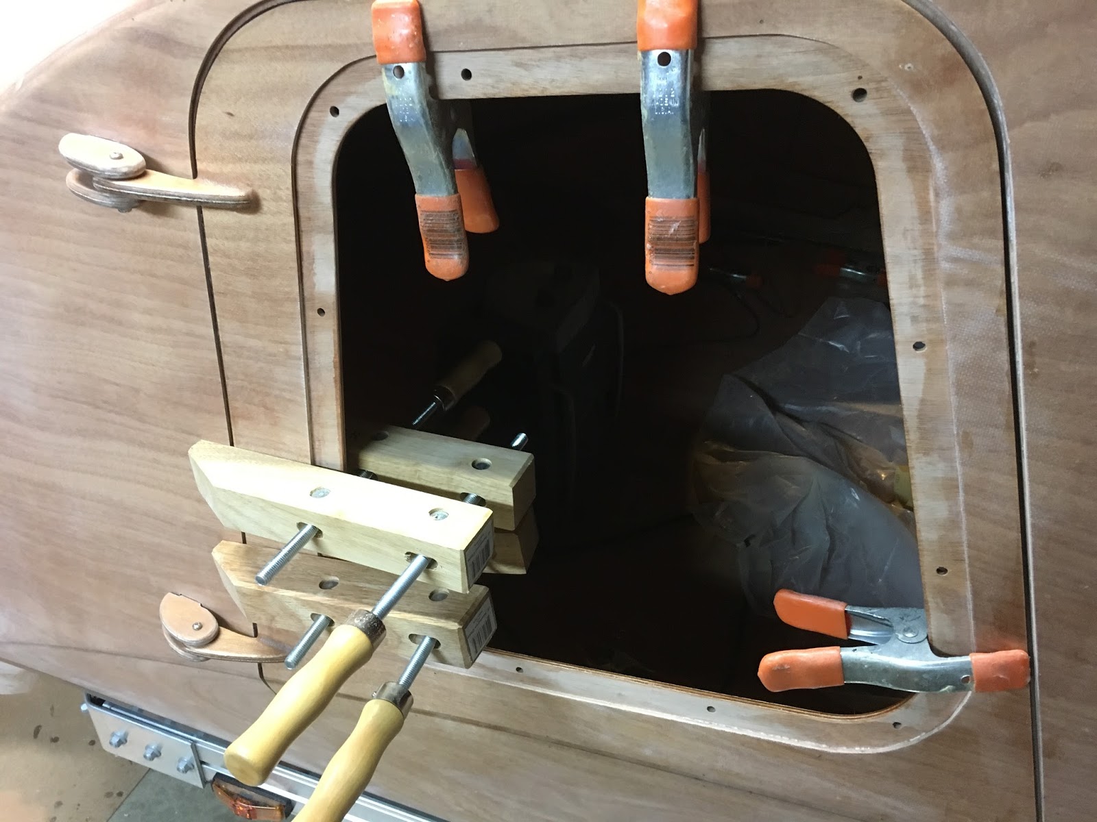 Building the CLC Teardrop Camper Mounting Hinges for Doors and Galley
