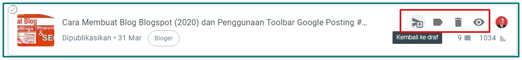 Tampilan edit Artikel