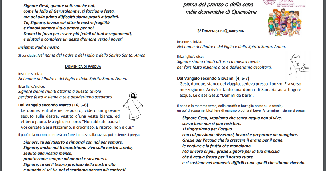 Preghiere Brevi Per La Famiglia Il Foglietto: Preghiere in famiglia prima del pranzo o della cena nelle
