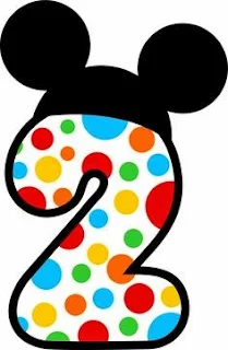 Números del 1 al 5 con Círculos de Colores y Orejas de Mickey. 