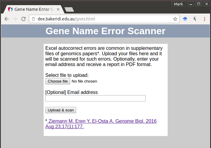 Gene name error scanner webservice