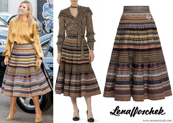 Queen Maxima wore Lena Hoschek Opulence Ribbon Skirt