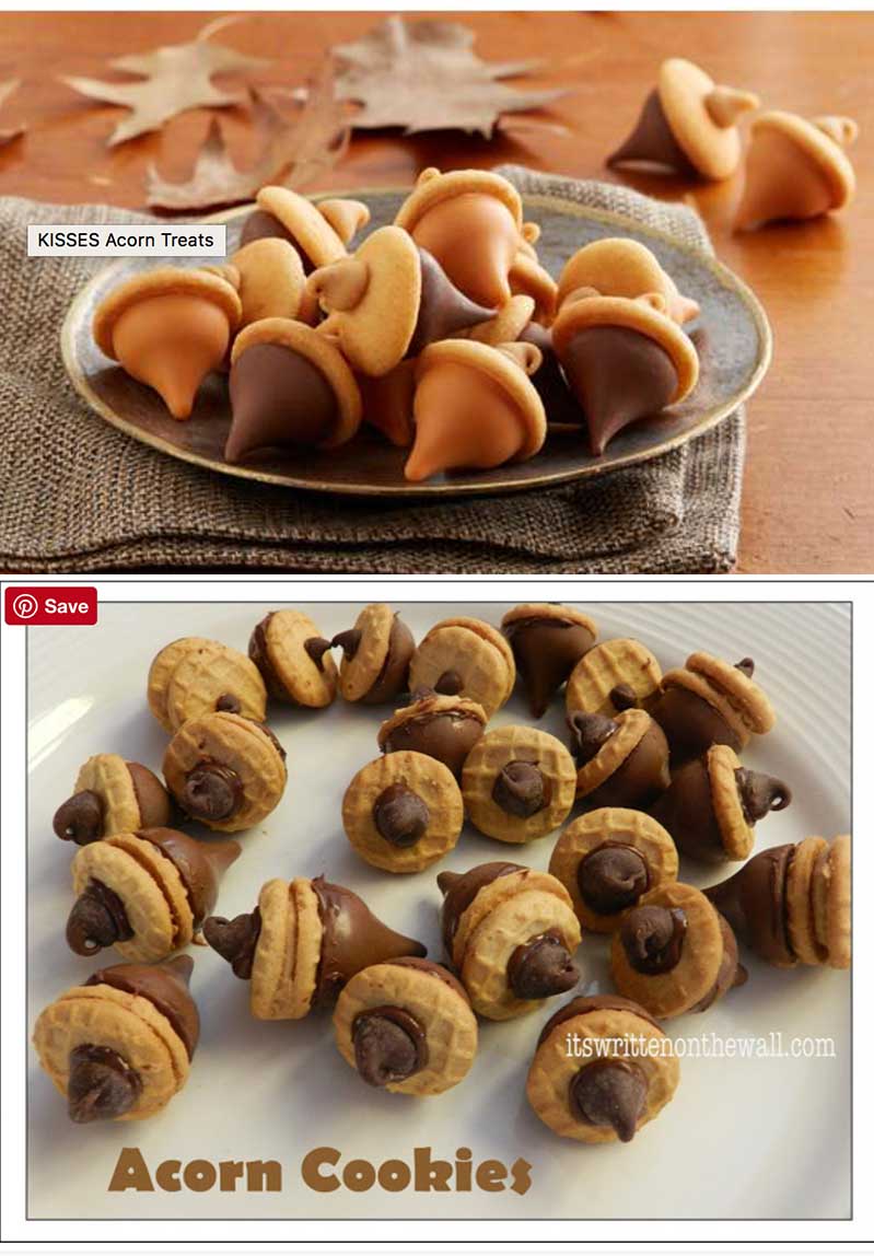 It's Written on the Wall FALL TREATS Acorn Cookies, Hershey Kisses