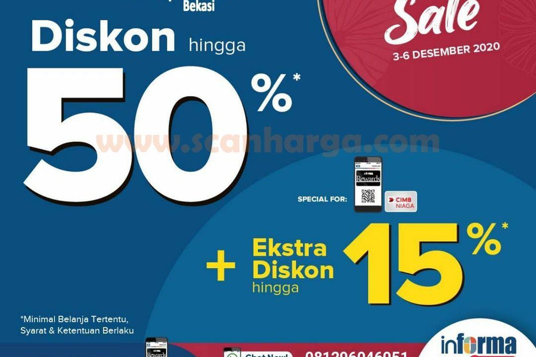 Informa Promo All Day Sale Disc 50 Extra Diskon Hingga 15 Dengan Kartu Cimb Niaga Scanharga